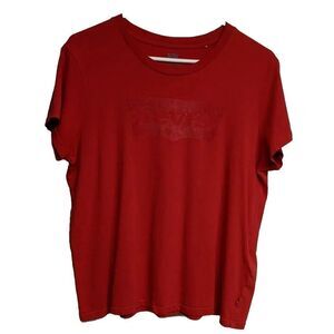 Levi's Logo T-shirt Women Large Novelty Tee Red on Red L